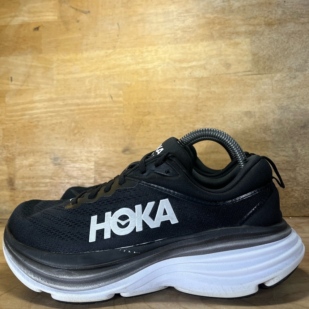 Hoka One One Bondi 8 REFLECTIVE Womens Size 9 Running Shoes Sneakers Black - Picture 4 of 12